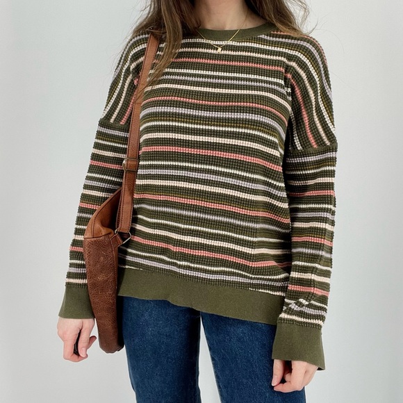 SOLD rei cooperative slouchy striped wallace lake waffle knit sweater - Picture 4 of 7